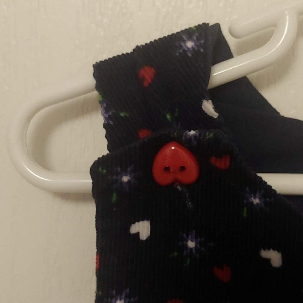 💗 Sophie Rose Navy Blue Pinwhale Corduroy Jumper Dress. Heart print. Size 5 - Picture 5 of 10
